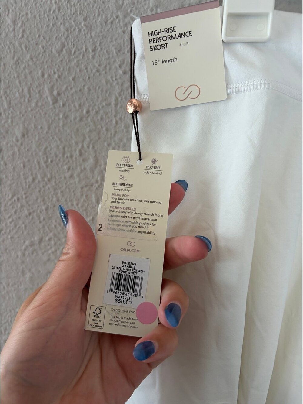 NWT Calia High Rise Performance Skort 15in length White size XL. $50 retail. Few - Picture 4 of 7